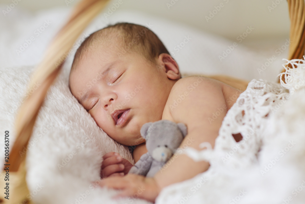 newborn in basket