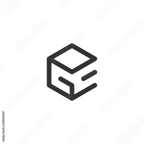 GE letters, box GE logo shape