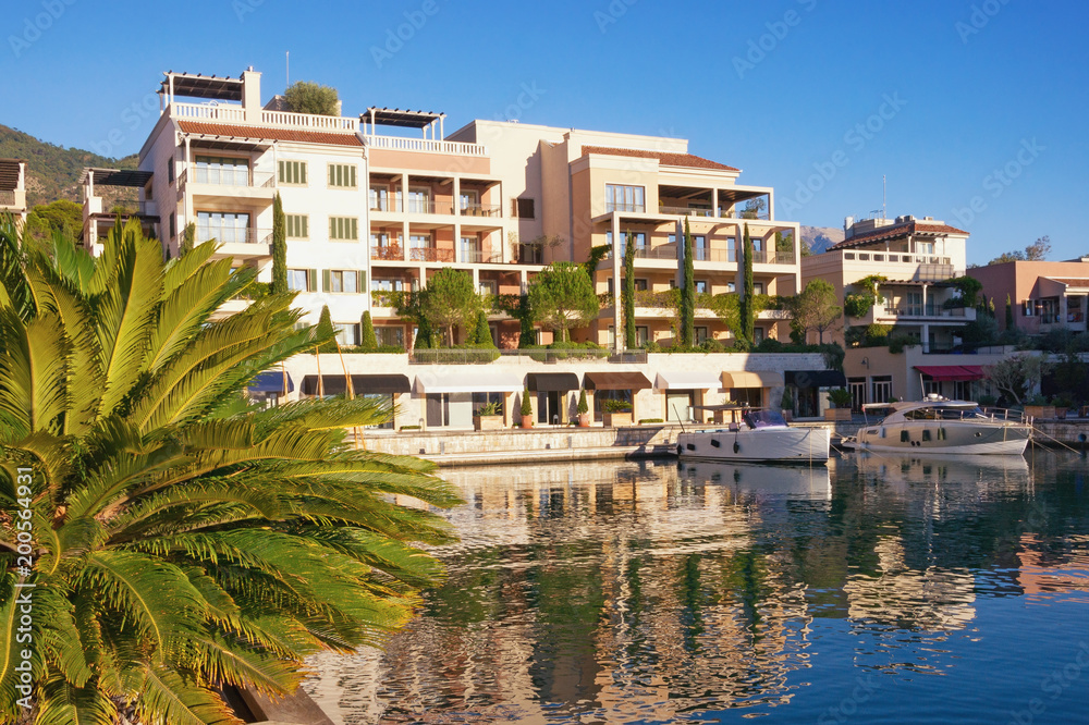 Fototapeta premium Montenegro, Tivat city. View of Porto Montenegro Village on sunny autumn day
