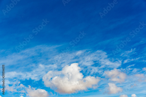 Bright fluffy clouds at blue sky