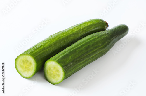 halved green cucumber