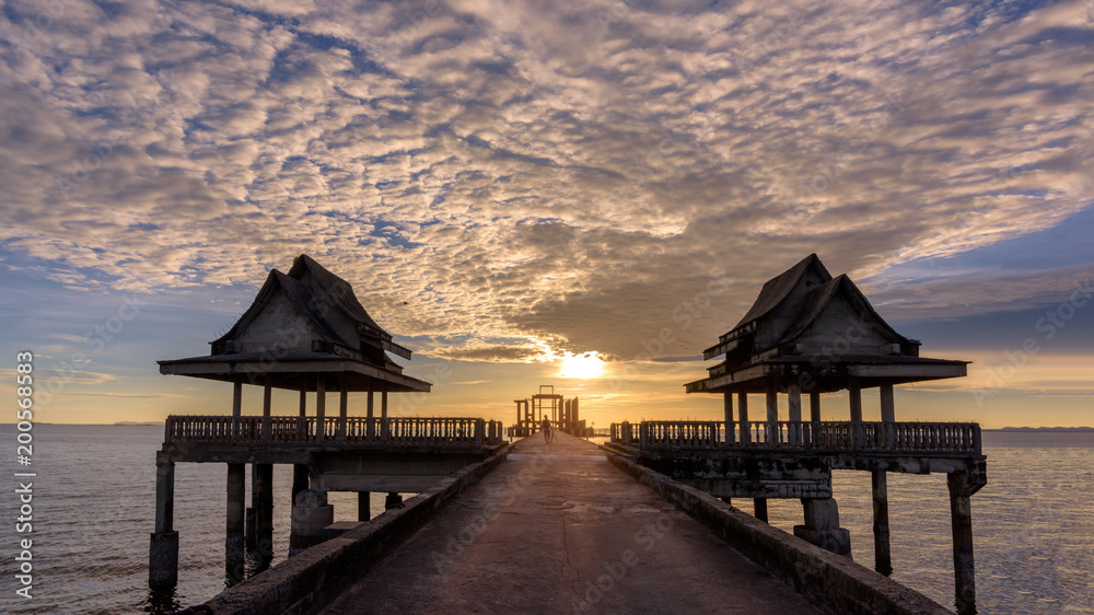 Wat Djittabhawan Chonburi on amazing sunset Thailand. Wat Djittabhawan Chonburi on amazing sunset Thailand.