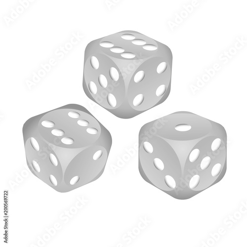 Vector black line dice cubes icons set