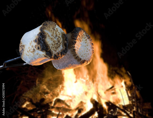 Hot campfire and marshmallows © Guy Sagi