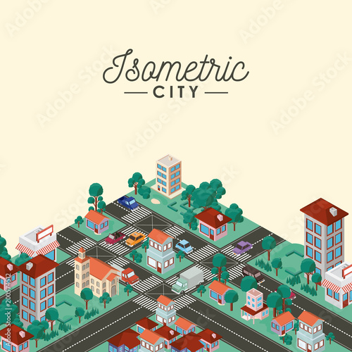isometric city scene icons