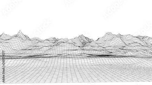 old style arcade landscape with mountains