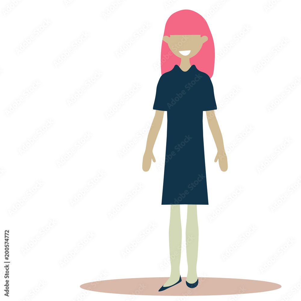 Cartoon funny teen girl vector isolated character