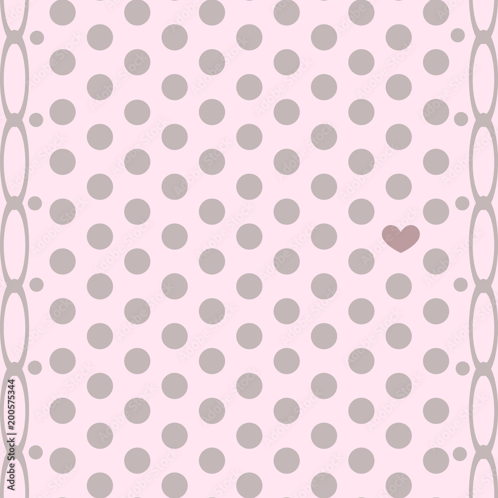 Abstract polka dot vector seamless pattern with little hearts and weave