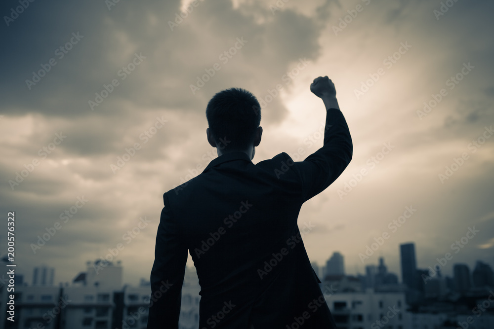Fototapeta premium Challenge yourself. Determination, protest, success, and power concept. 