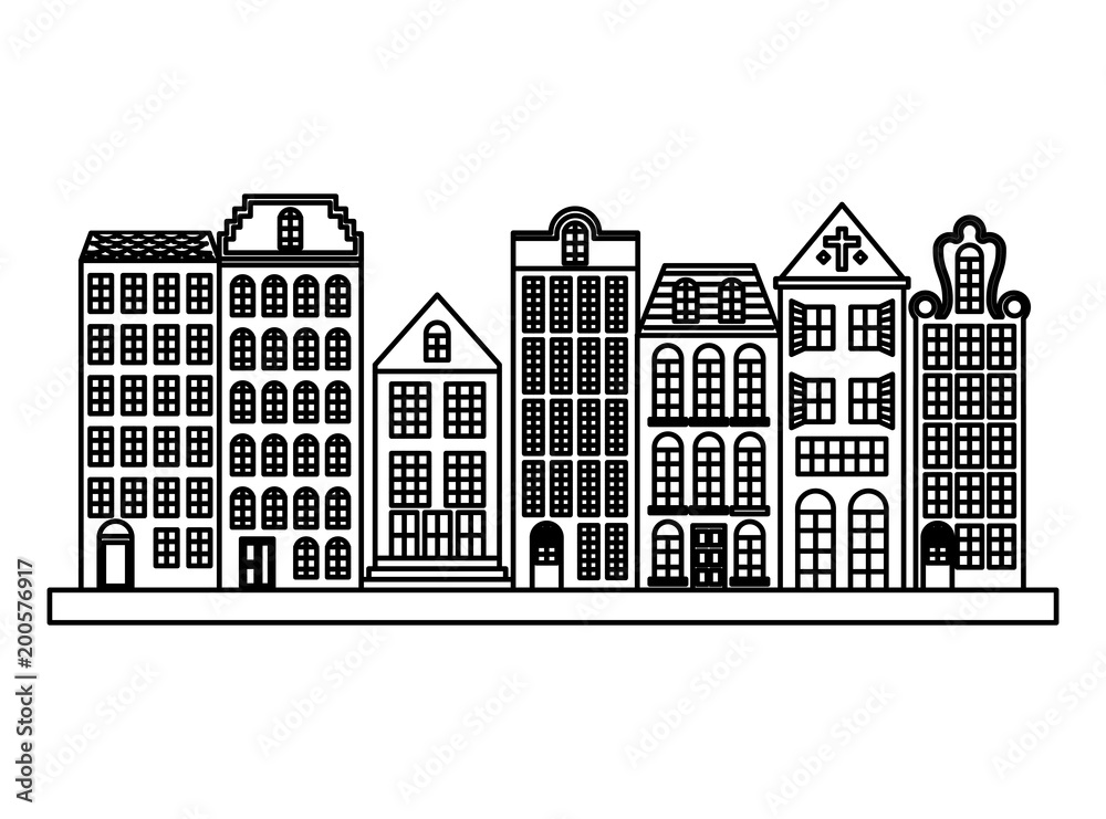 city downtown urban buildings architecture image vector illustration outline