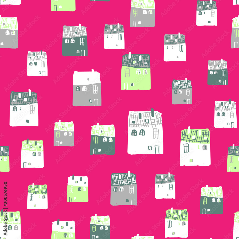 Vector seamless pattern with houses Vector seamless pattern with houses