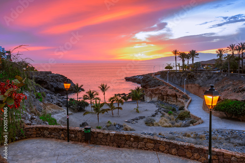 Playa Paraiso, Tenerife, Canary islands, Spain: Beautiful sunset on Playa Las Galgas photo