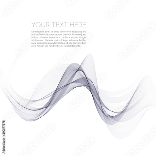 Abstract smooth gray wave vector. Curve flow grey motion illustration