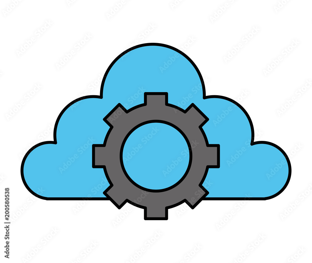 cloud storage gear work internet data vector illustration cloud storage gear work internet data vector illustration