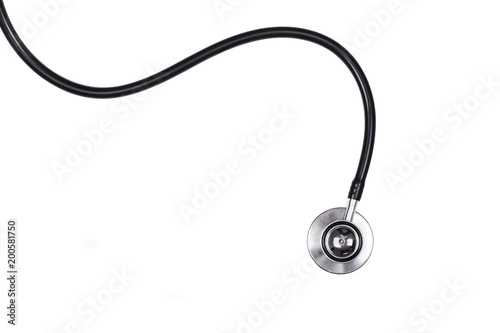 Close-up of Medical stethoscope on white background