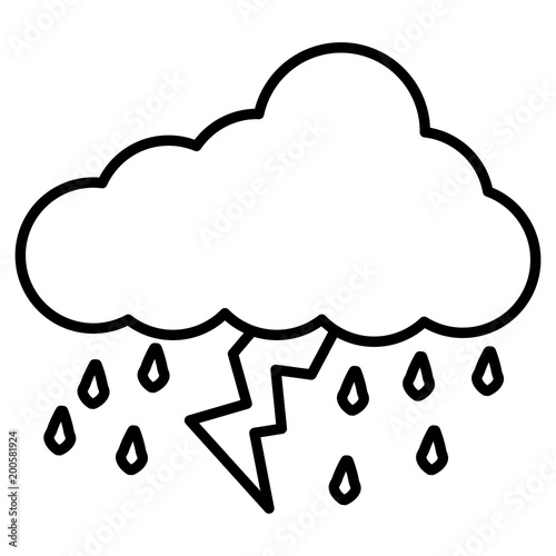 Fototapeta Naklejka Na Ścianę i Meble -  cloud sky with ray and rain drops weather vector illustration design