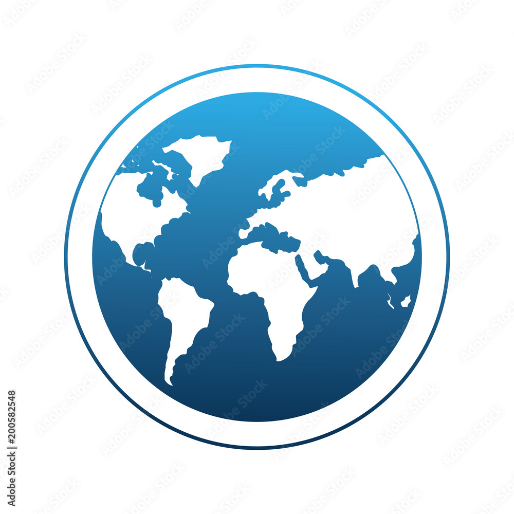 globe world planet earth map vector illustration degraded color blue