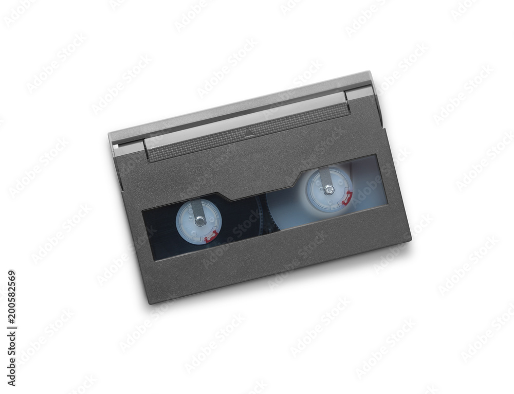 mini DV cassette on white background
