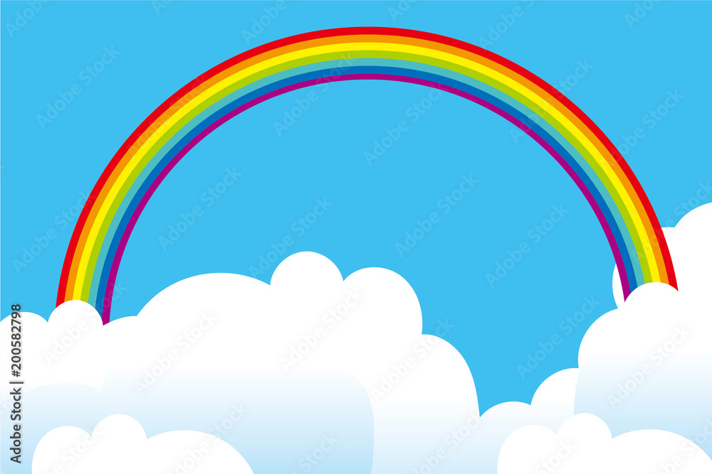 青空と白い雲と虹の背景イラスト ベクターデータ Blue Sky And Rainbow Background Stock Vector Adobe Stock