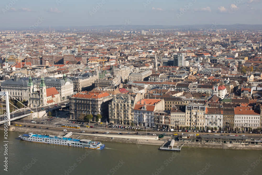 View of the Budapest Autumn and the Danube from Gellért Hill