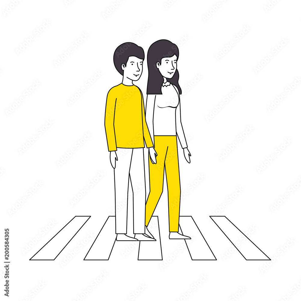 couple lovers with yellow clothes