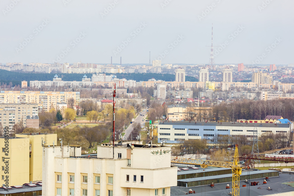 Obraz premium panorama of a residential quarter of a large city from a bird's eye view