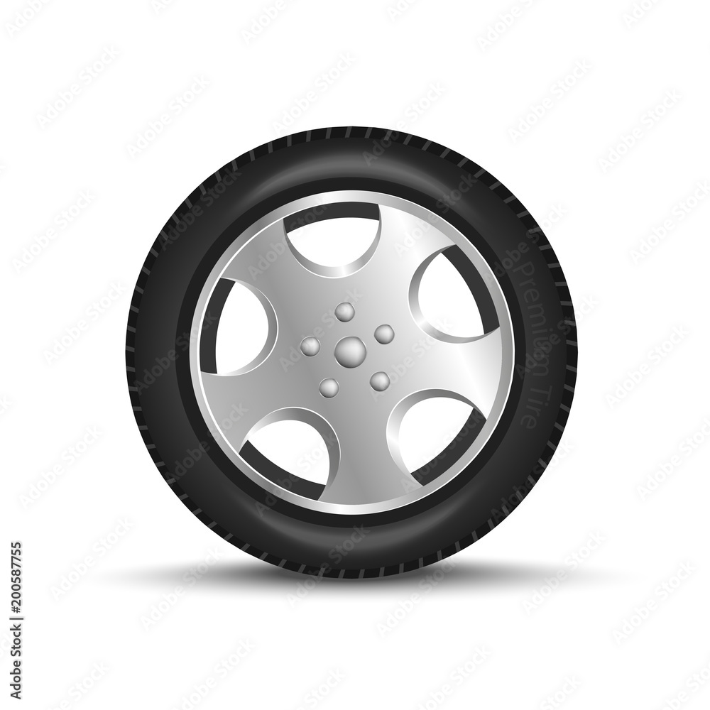 Obraz premium Car Tire. Realistic Vector Illustration