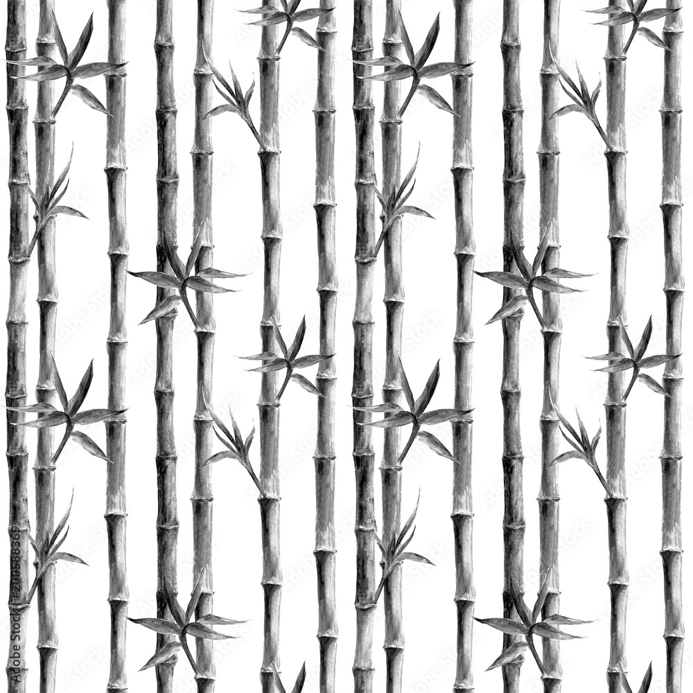 Naklejka Czarno-biały bambusowy wzór bez szwu