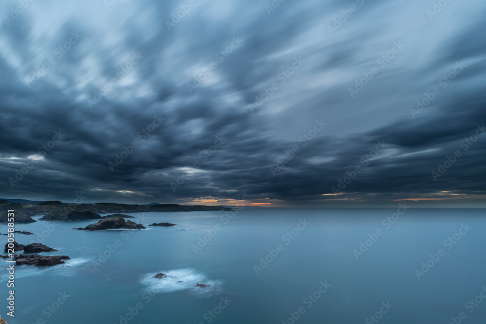 Fototapeta premium evening and night on the coasts and beaches of Galicia and Asturias where you discover the beauty of nature