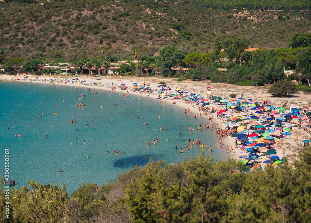 Transparent and turquoise sea in Cala Sinzias, Villasimius.