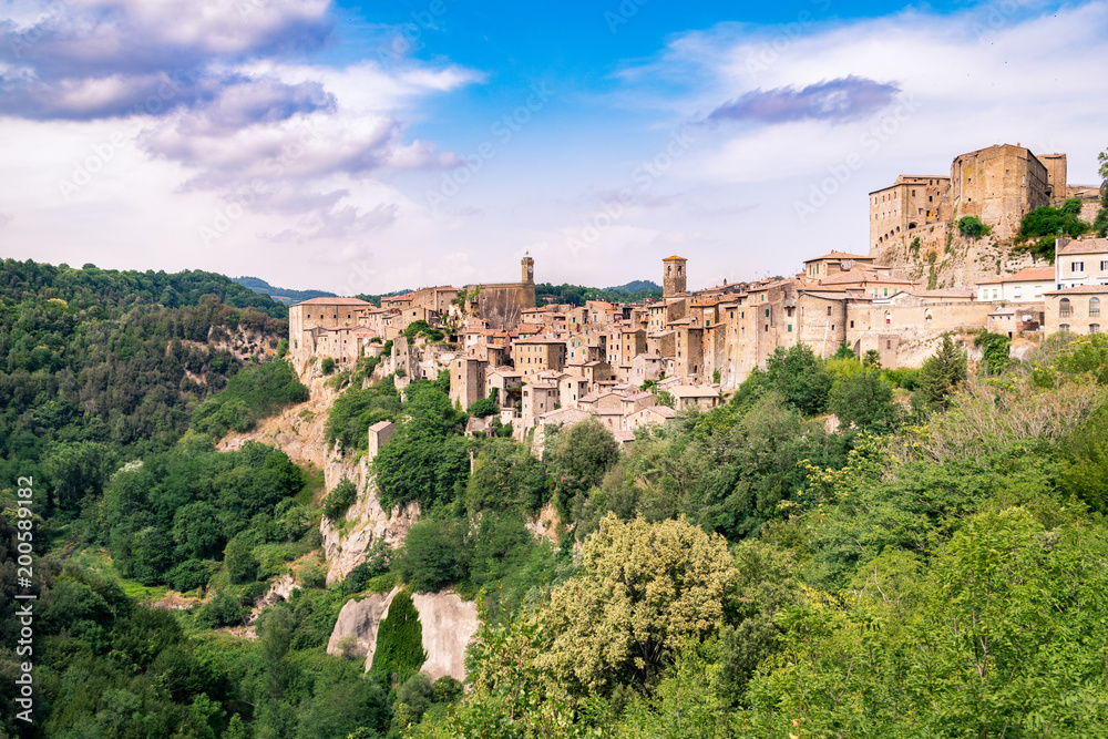 Sorano, a town built on a tuff rock, is one of the most beautiful villages in Italy.