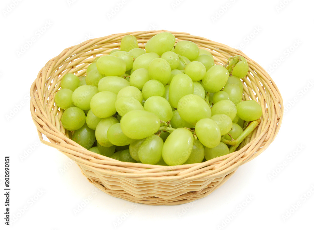 Green grapes on white background Green grapes on white background
