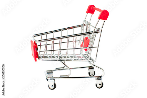red Shopping cart isolated on white background