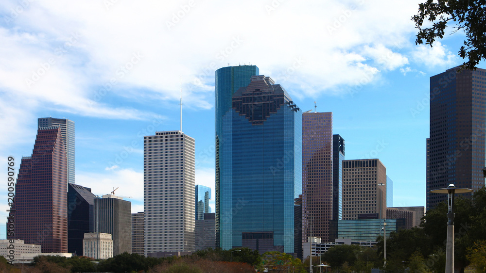 Houston, Texas city center on a sunny day