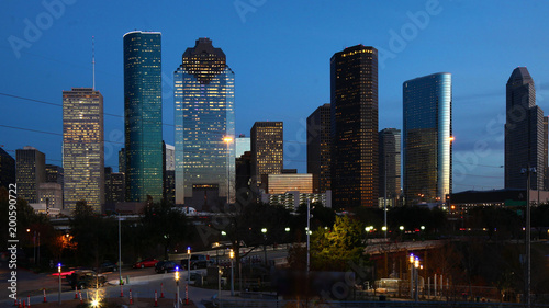 View of Houston, Texas city center at night