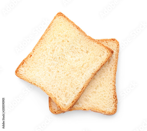 Sliced toast bread on white background