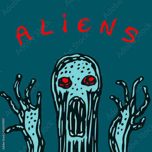 awful slippery invader from outer space. vector illustration