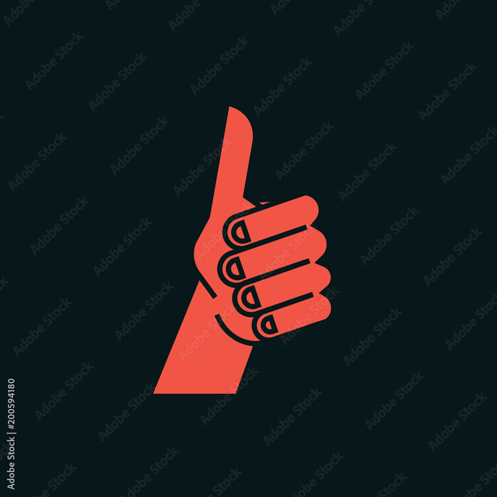 Gesture. Like sign. Stylized hand with thumbs up. Vector. Gesture. Like sign. Stylized hand with thumbs up. Vector.