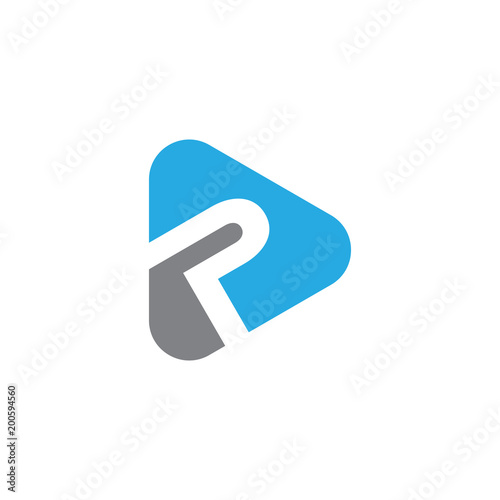 initial letter P triangle rounded logo vector