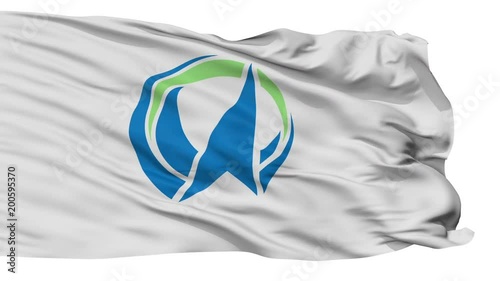 Minamiawaji flag, Hyogo prefecture, realistic animation isolated on white seamless loop - 10 seconds long (alpha channel is included) photo