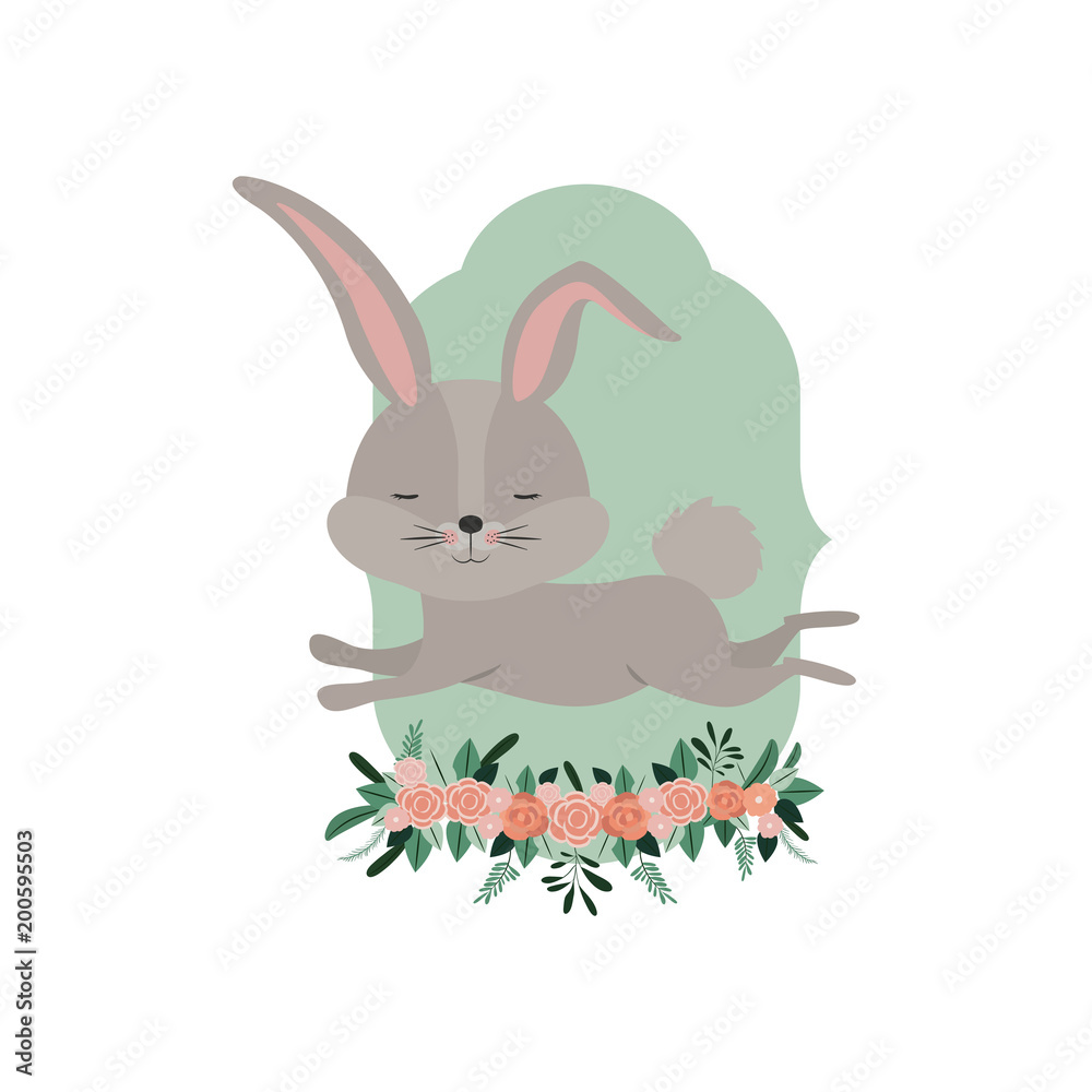 Obraz premium cute rabbit with wreath easter celebration