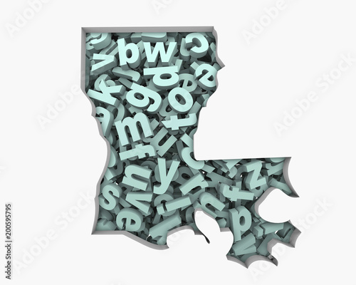 Louisiana LA Letters Map Education Reading Writing Schools 3d Illustration photo