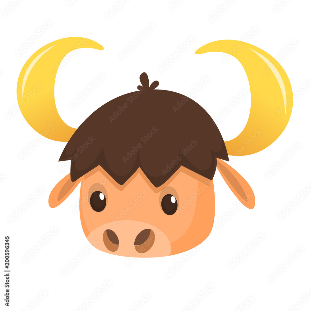 Vector illustration of Cartoon Buffalo head Vector illustration of Cartoon Buffalo head