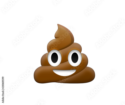 Brown feces with eye and mouth icon photo