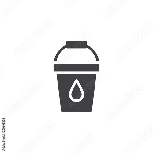 Bucket with water drop vector icon. filled flat sign for mobile concept and web design. Pail solid icon. Symbol, logo illustration. Pixel perfect vector graphics © alekseyvanin