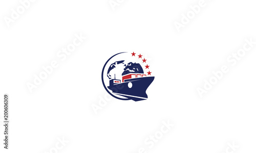 ship, tanker, freighter, sea, global, international, emblem symbol icon vector logo