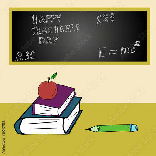 School vector composition, desk, school board