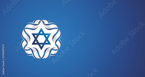 Israel flag ribbon symbol emblem white blue background