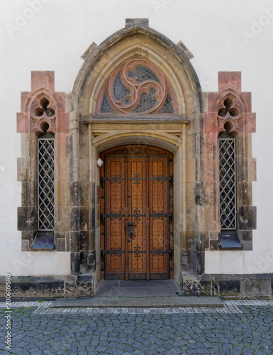 old church wooden brown door