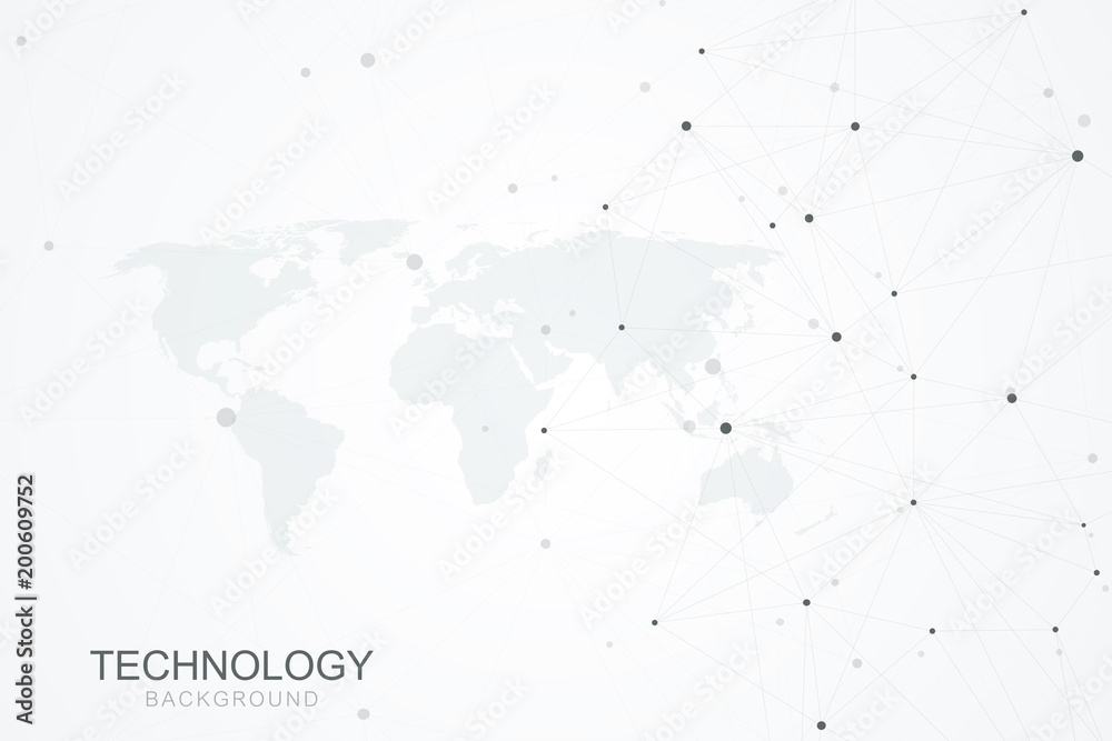 Naklejka premium Global network connections with points and lines. Internet connection background. Abstract connection structure. Polygonal space background. Vector illustration